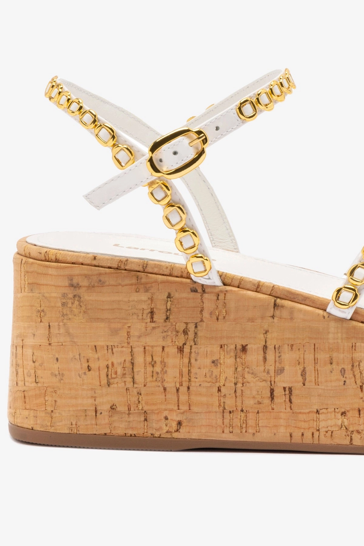 Gio Milanina Flatform In White Patent Leather and Natural Cork Dance Fit Height Plus