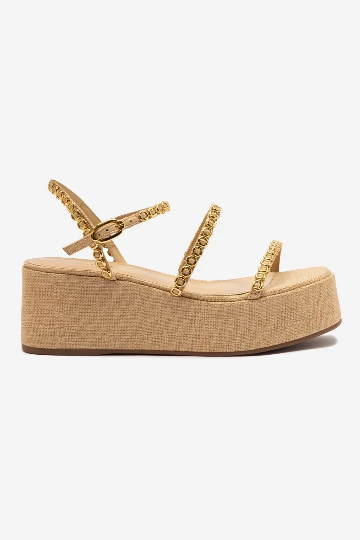 Comfort toe Reinforced Heel Cup Gio Milanina Flatform Sandal In Beige Raffia