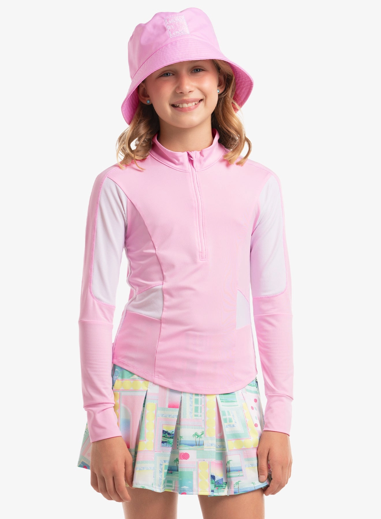 Stretchable Blend Girl Power 1/4 Zip Long Sleeve