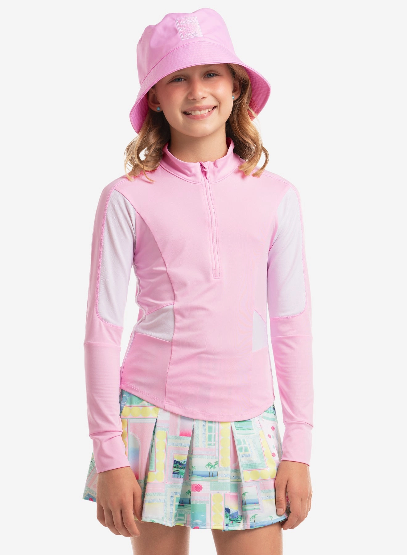 Interlock Knit FlexibleSole Girl Power 1/4 Zip Long Sleeve