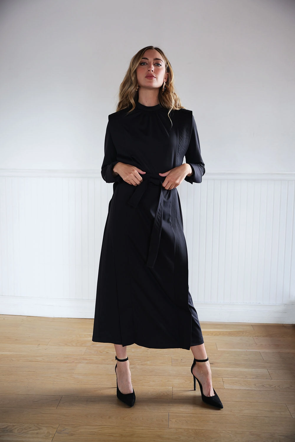 Issa Belted Midi Dress Dark Tones Style Base