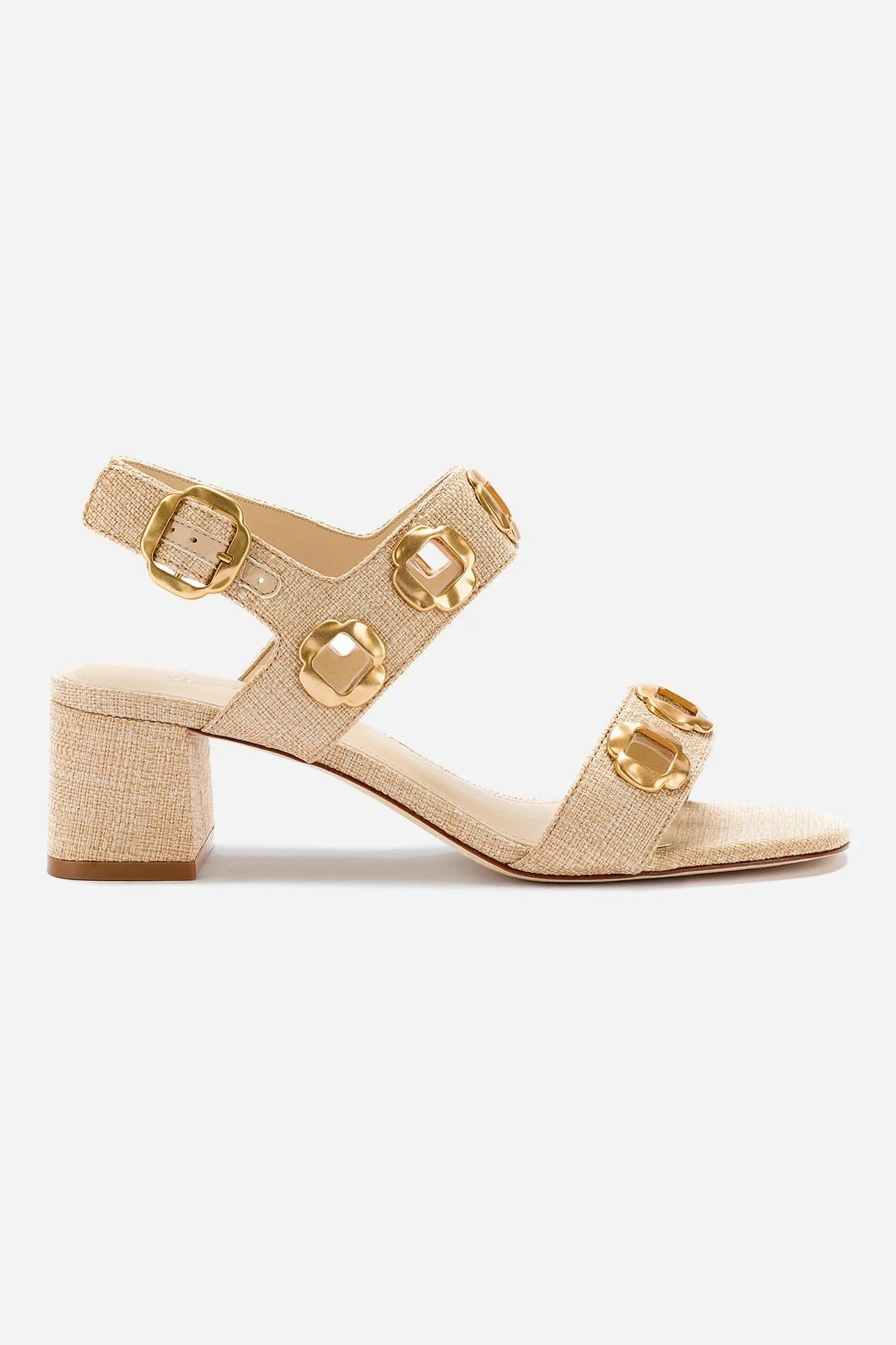 Queen Touch Milan Sandal In Beige Raffia
