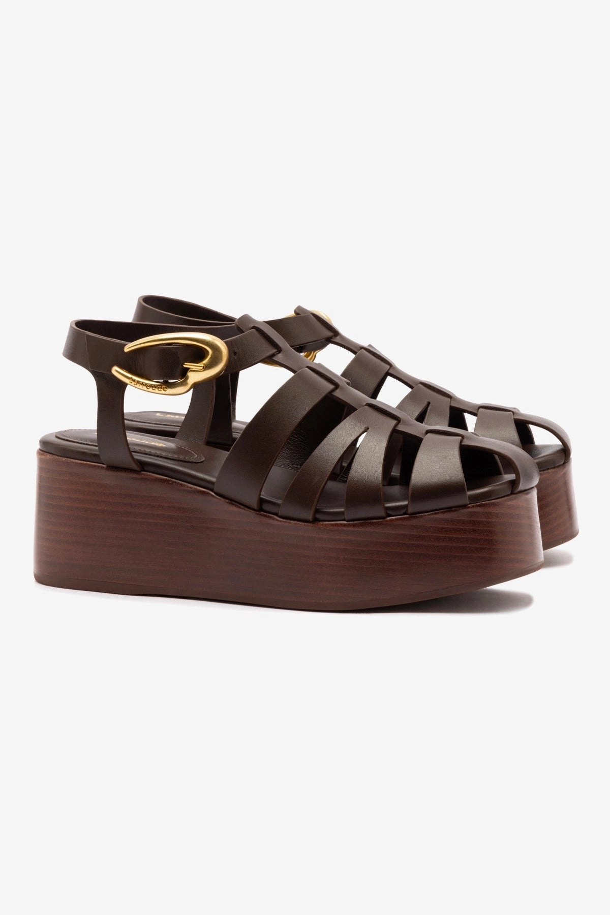 Stevie Verona Flatform Sandal In Brown Leather Court Fast