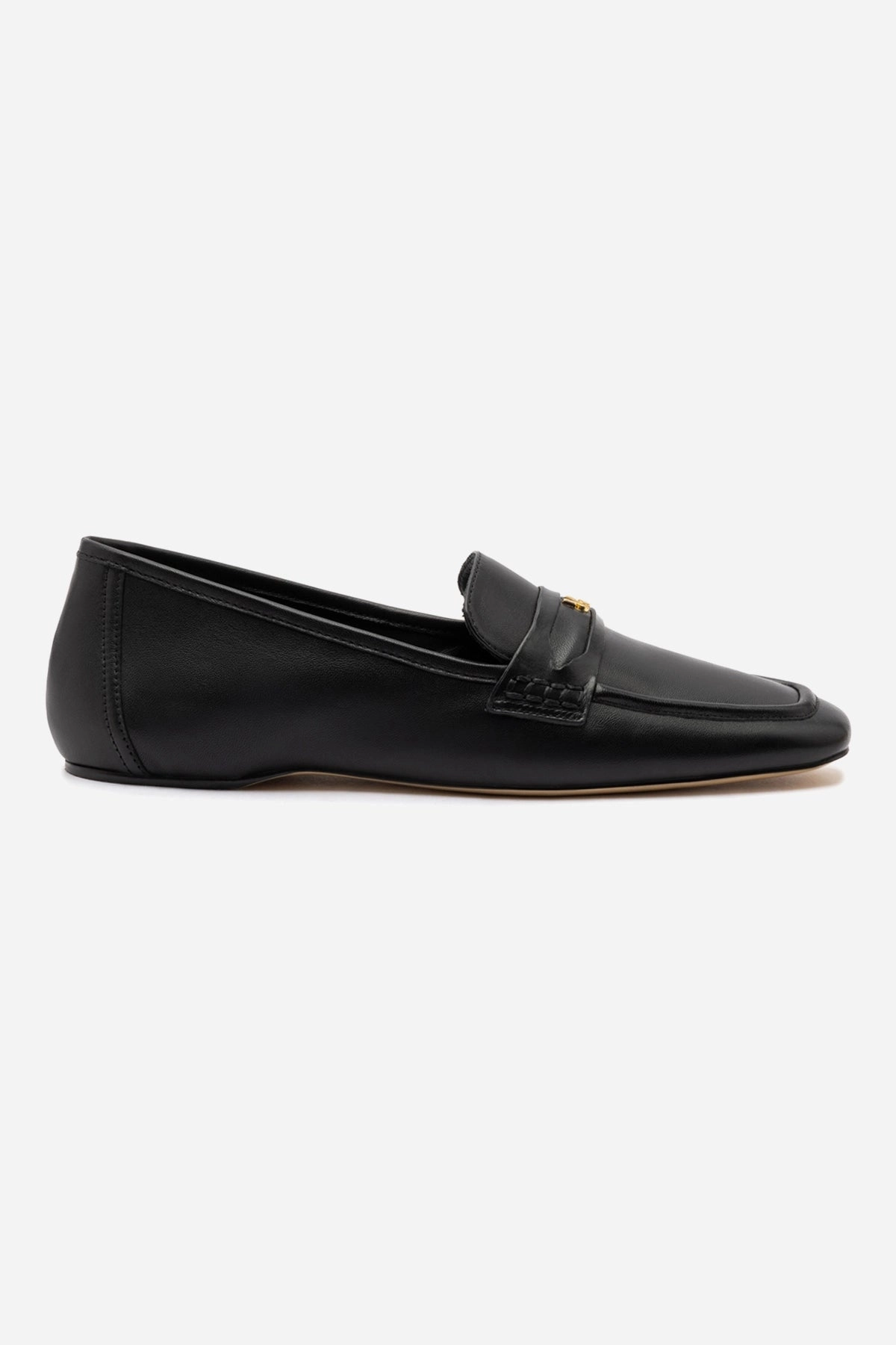 Suki Flat Loafer In Black Leather Flexible Field Power