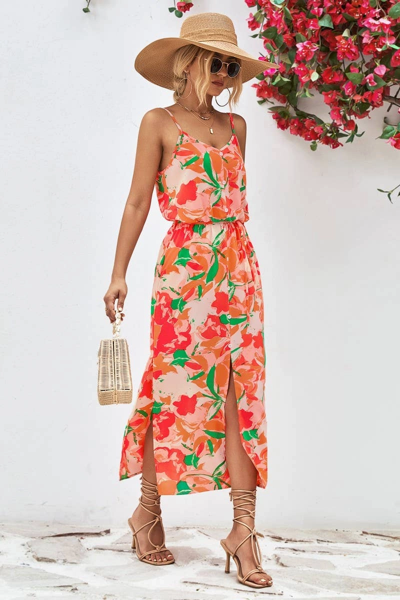 Light Fabrication Scandi Clean CONDOLE BELT PRINTING SPLIT DRESS_CWDSD2621