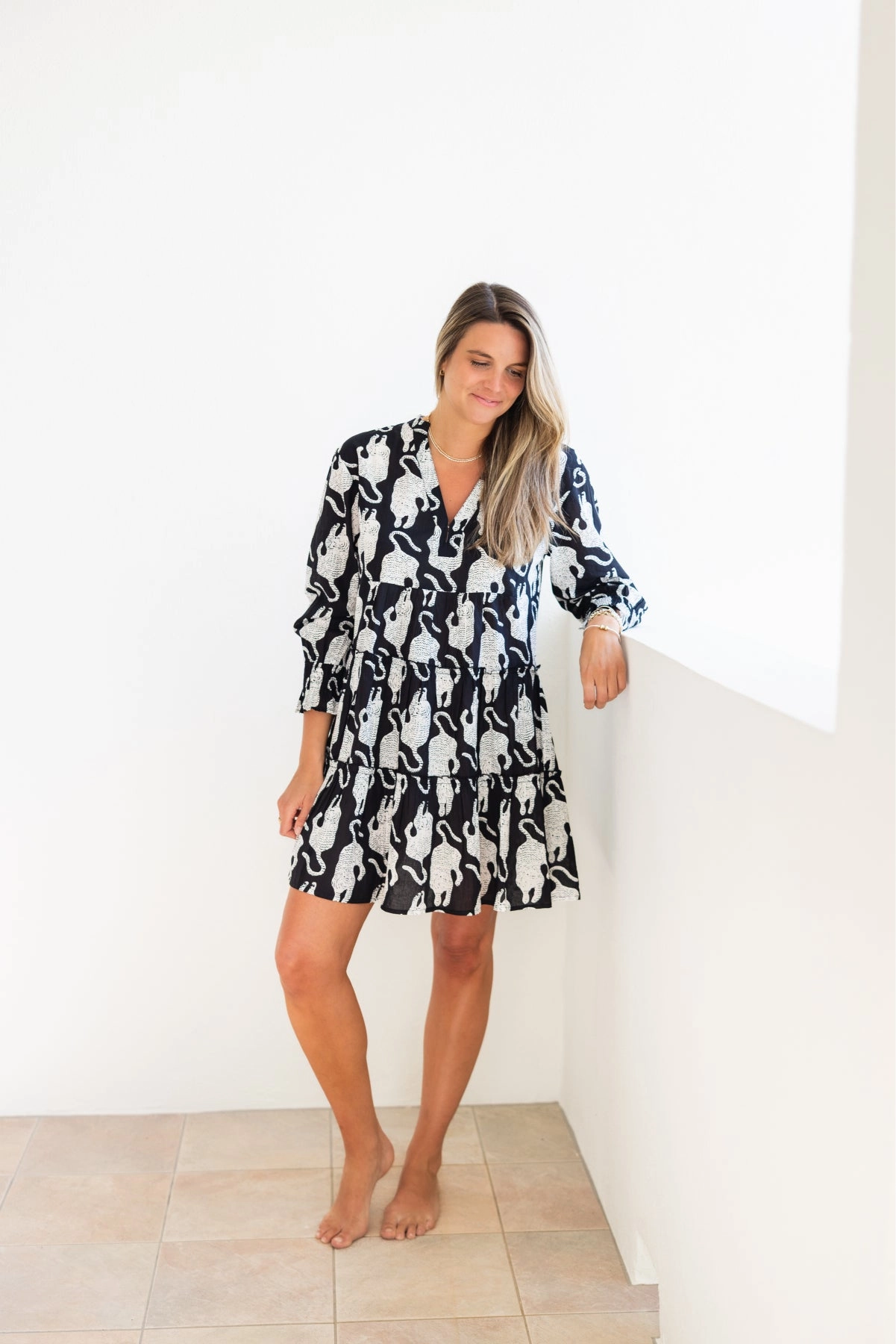 Crisp Texture Chill Moment Dover Dress Black Tiger