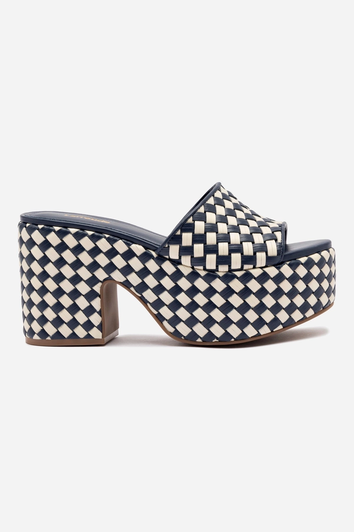 Free Soul Miso Platform Sandal In Navy and Ivory Leather