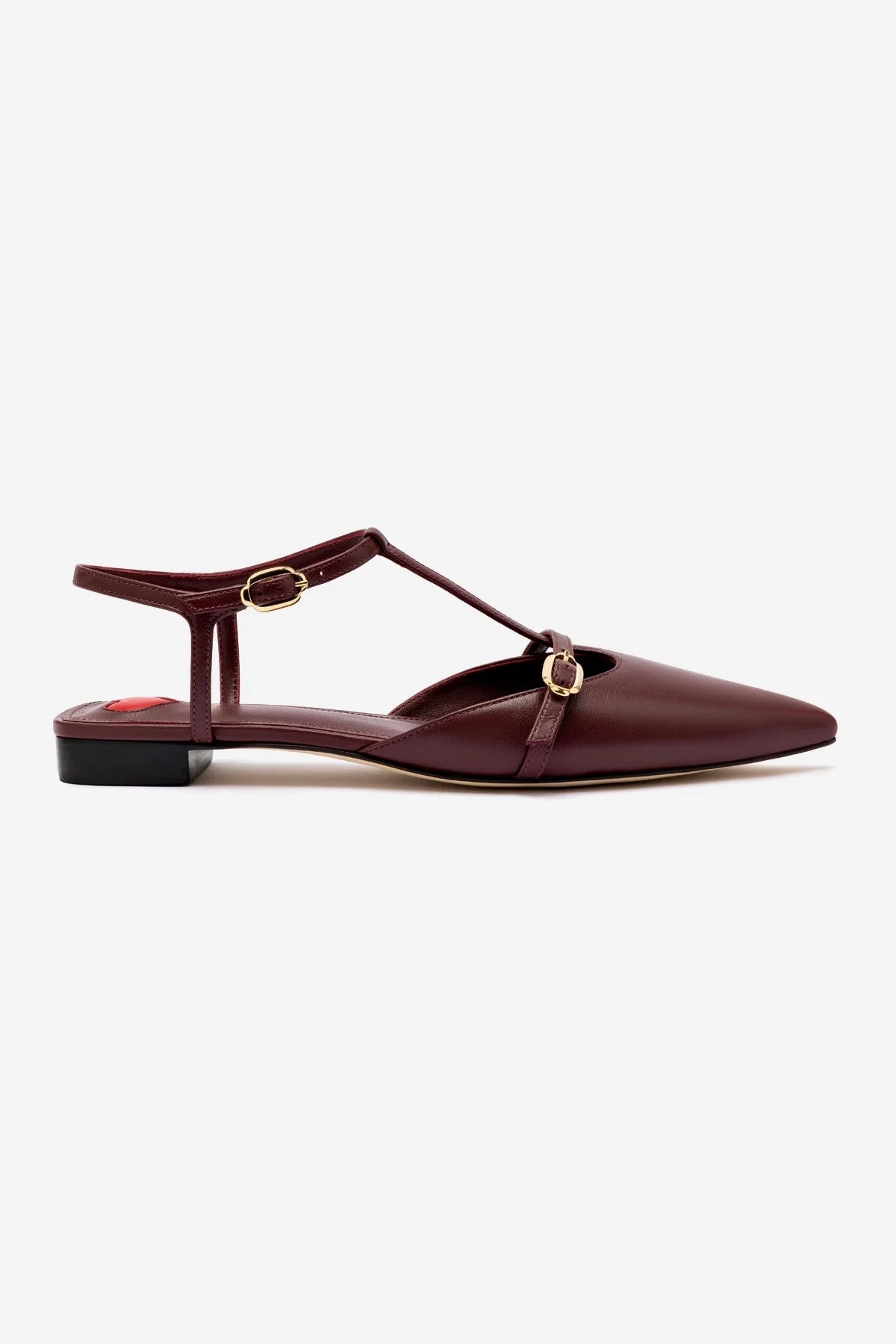 Grace Flat In Burgundy Leather Earth Base Sport Life