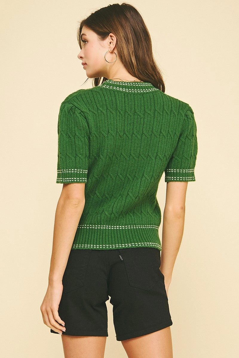 NonIrritatingEdges Green Short Sleeve Sweater