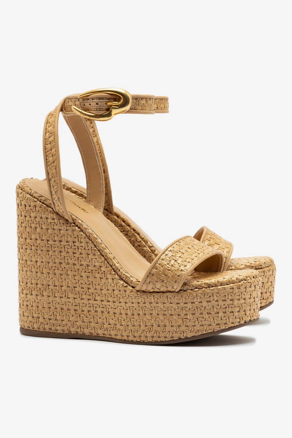 Airflow Ventilation Meadow Glow Verona Hi Wedge In Beige Leather and Natural Raffia