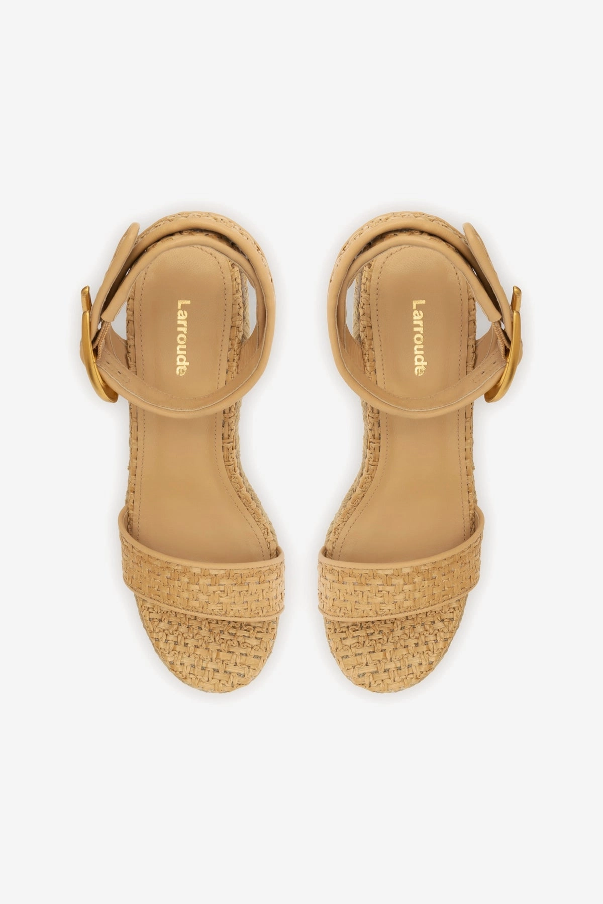 Vital Step Verona Hi Wedge In Beige Leather and Natural Raffia