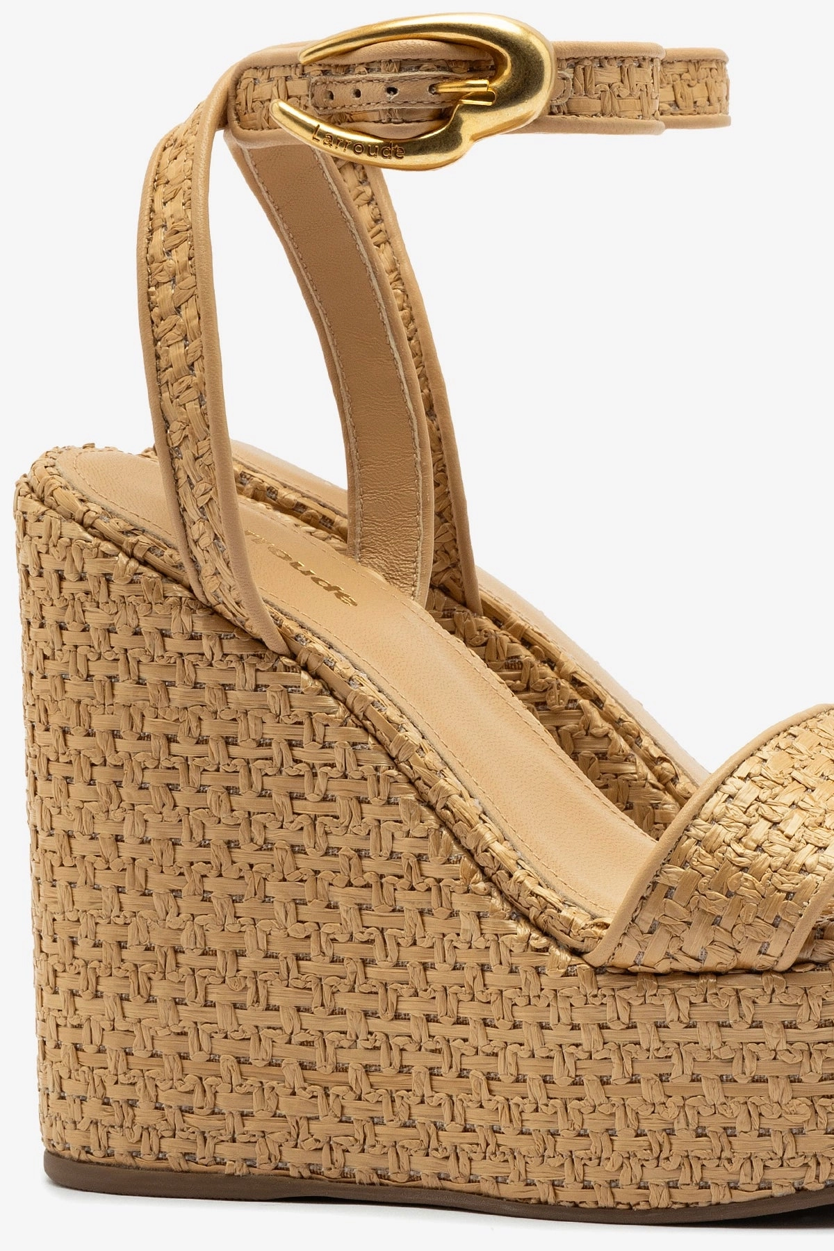 Verona Hi Wedge In Beige Leather and Natural Raffia Power Flow
