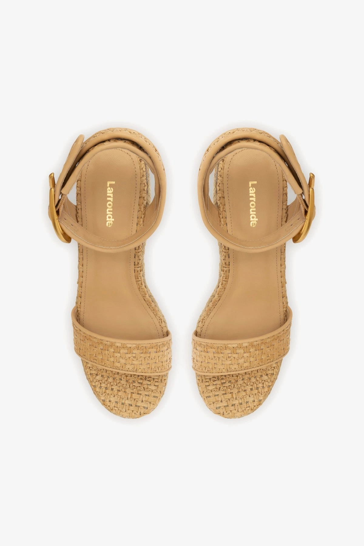 Verona Hi Wedge In Beige Leather and Natural Raffia Kick Power Forest Path