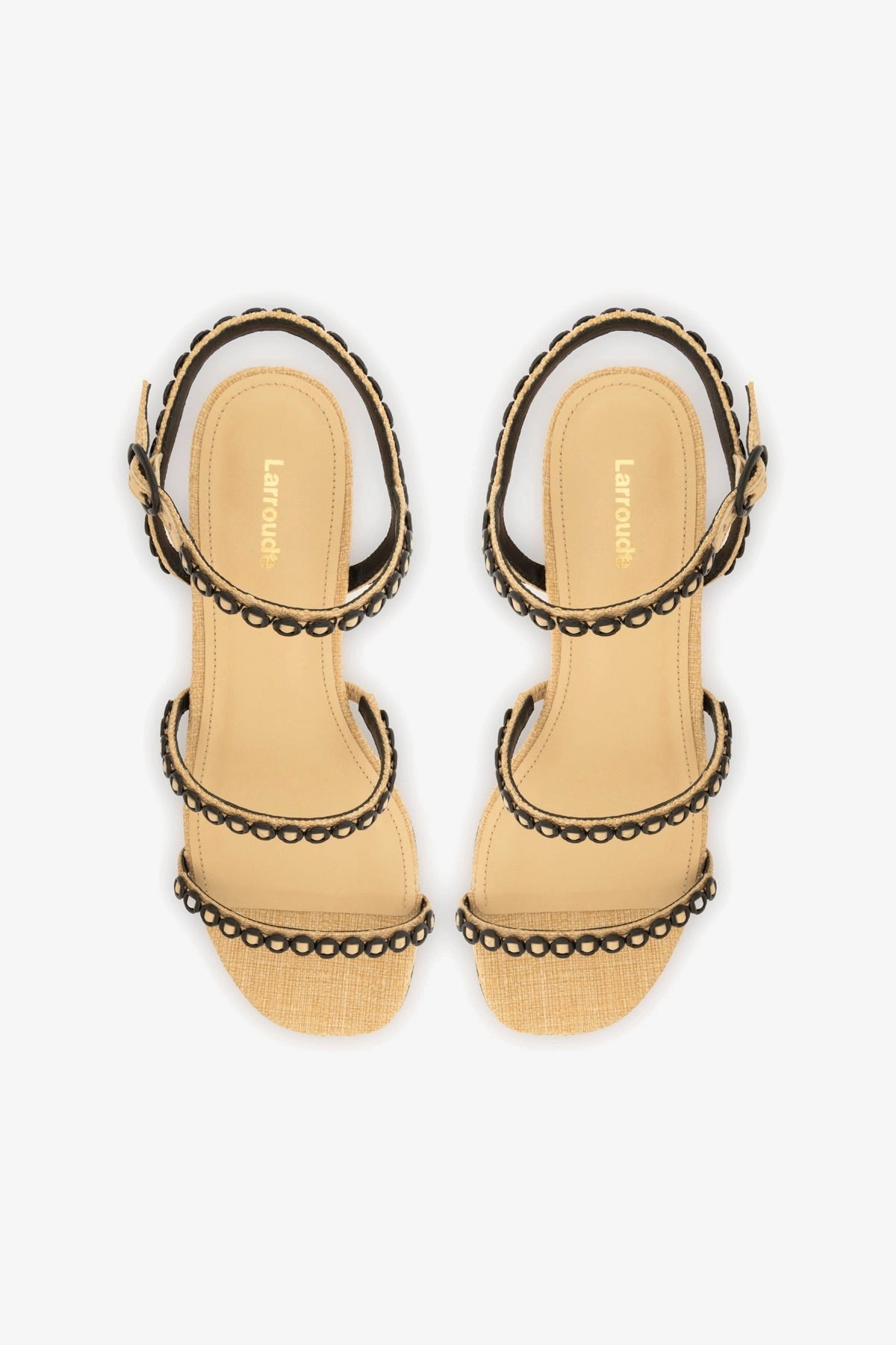 Shine Bright Stable construction Milanina Flat Sandal In Beige Raffia