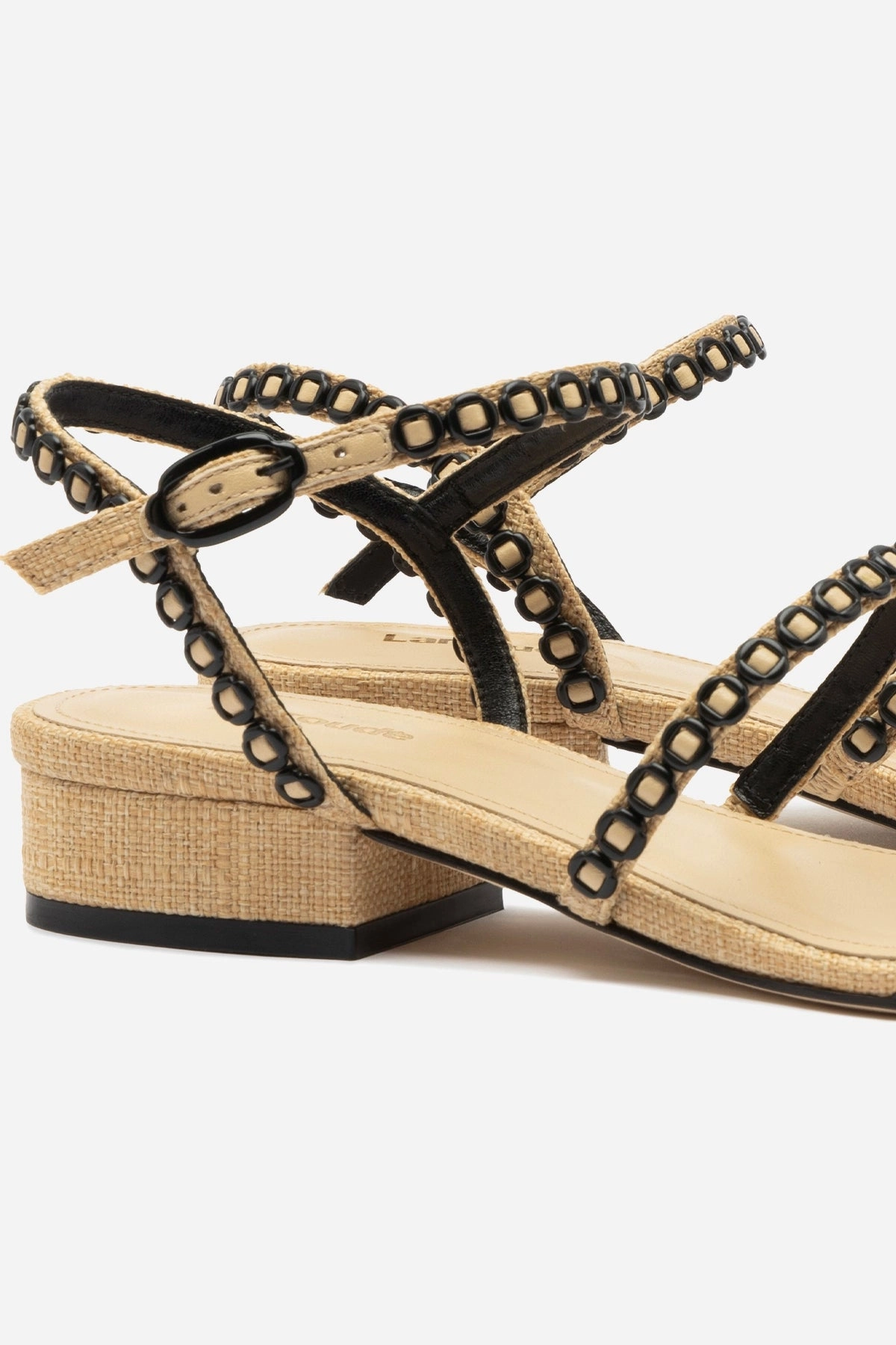 Milanina Flat Sandal In Beige Raffia Fiber Mix