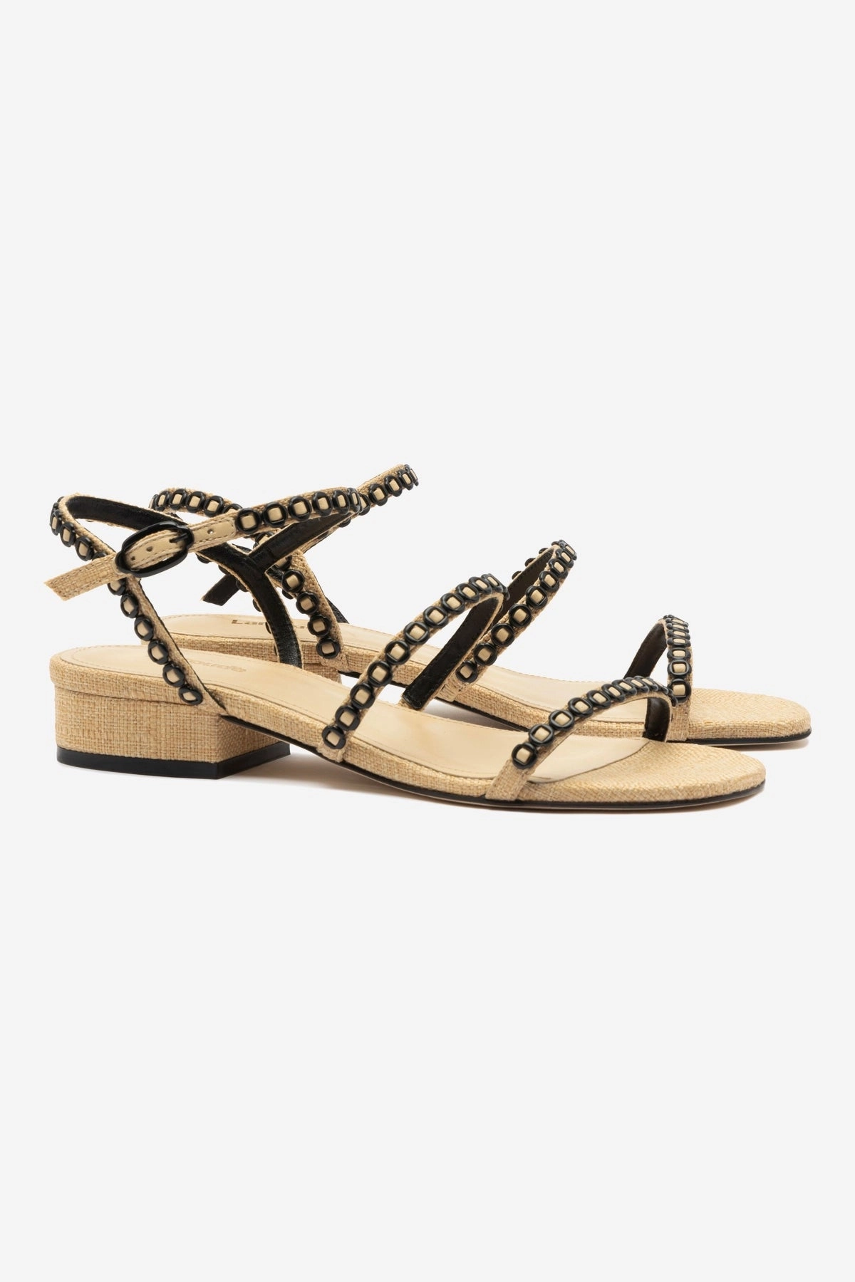Milanina Flat Sandal In Beige Raffia Secure fit Deep Grip