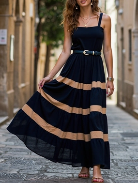 HALTER HALTER LONG DRESS WITH BELT Fresh Palette flattering appearance