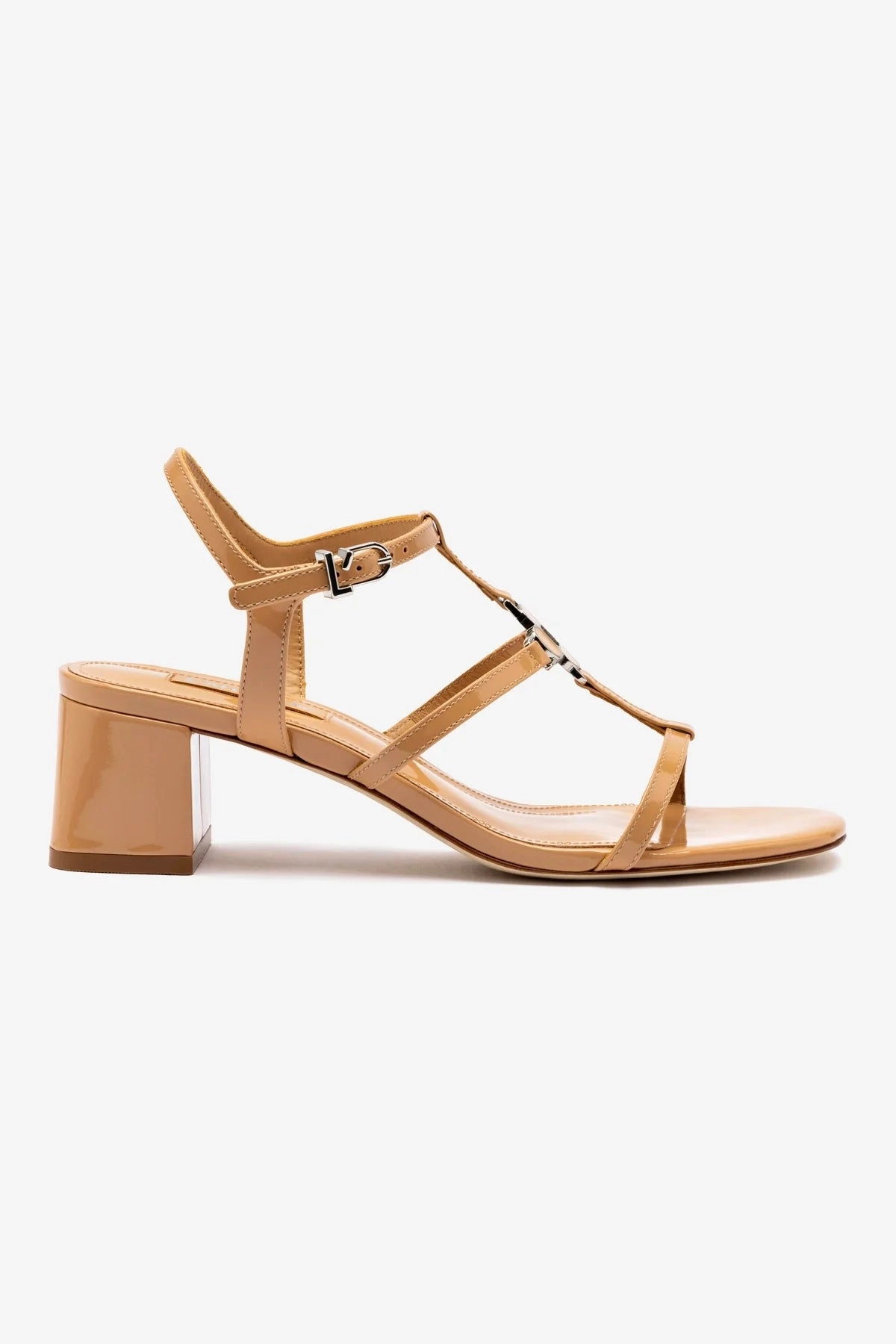 Vital Step Hana Block In Tan Patent Leather