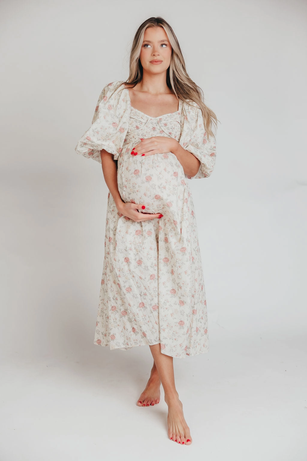 Harlow Maxi Dress in Off-White Floral - Bump Friendly & Inclusive Sizing (S-3XL) *Final-Sale* Vibrant Edge