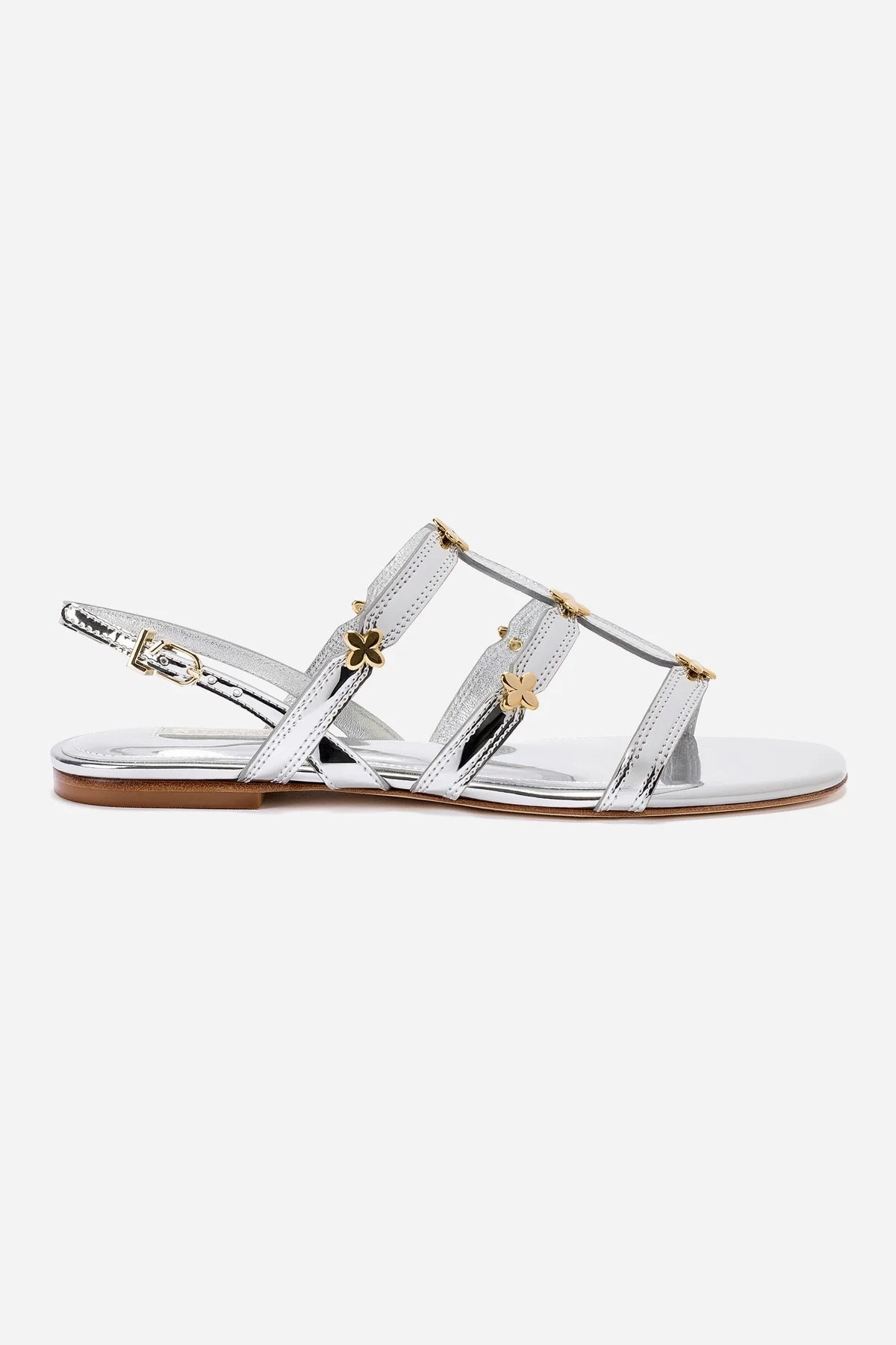 Harmony Flat Sandal In Silver Specchio Gloss Mood