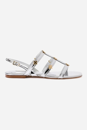 Energy Walk Anatomical Contour Design Harmony Flat Sandal In Silver Specchio