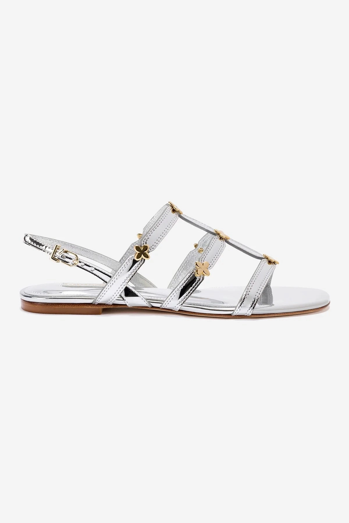 Harmony Flat Sandal In Silver Specchio Breathable Daily Walk