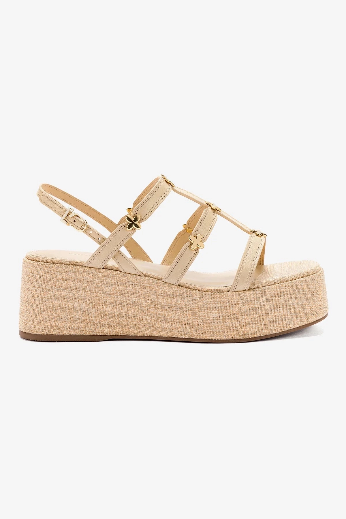 Harmony Flatform Sandal In Beige Raffia Energy Rise