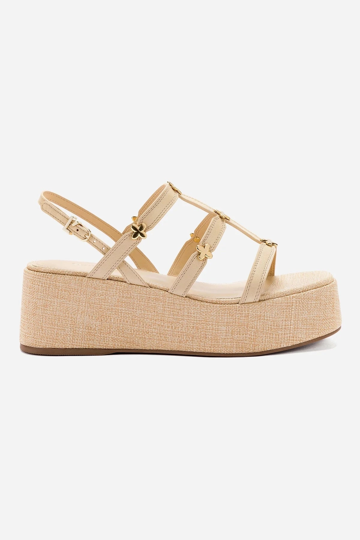 Curve Hug Fitness Harmony Flatform Sandal In Beige Raffia
