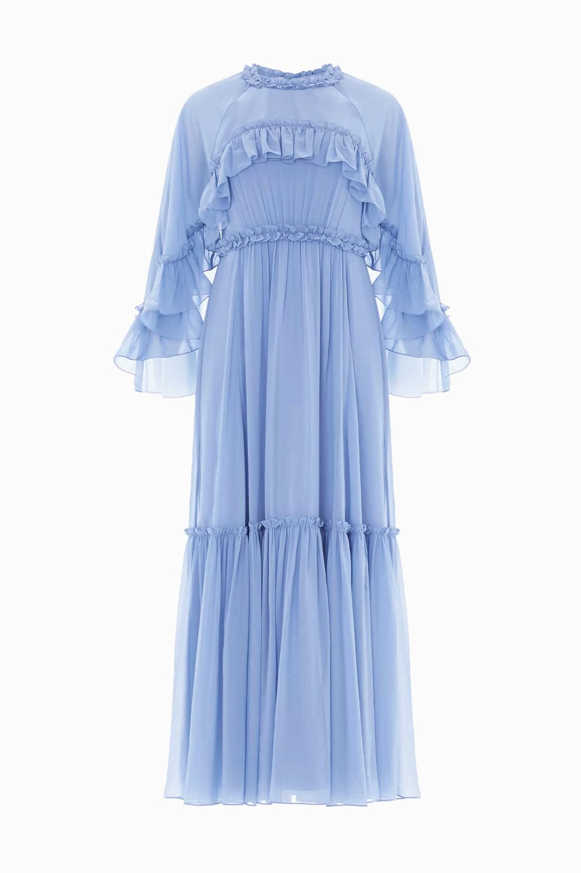 Smooth Drape Street Edge Harper Chiffon Cape Ankle Gown