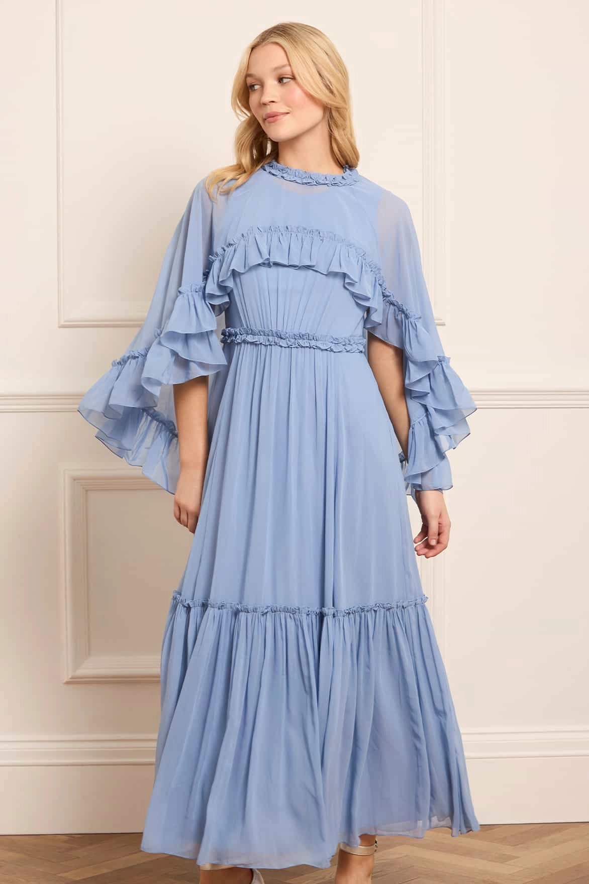 Quick Fit Day To Night Harper Chiffon Cape Ankle Gown