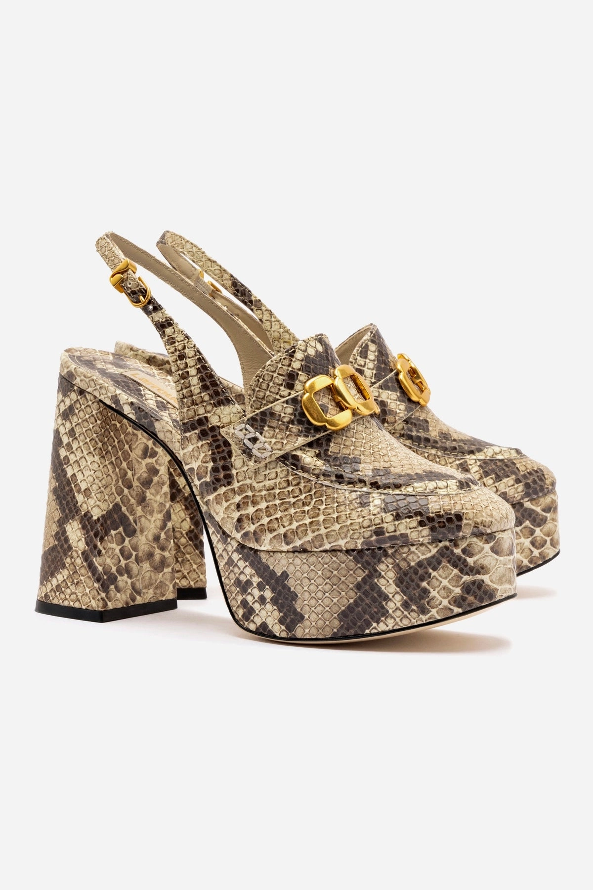 Adjustable Straps Harrington Loafer Hi In Neutral Snake Stamped Leather