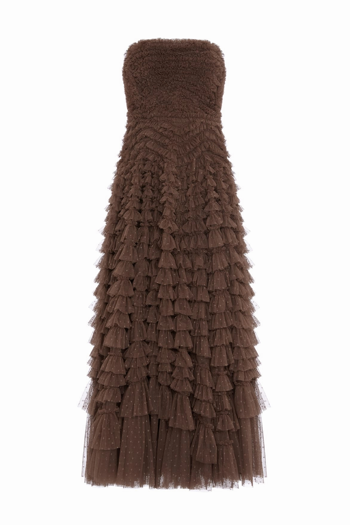 Hattie Ruffle Strapless Ankle Gown Baby-Shower Neutral palette