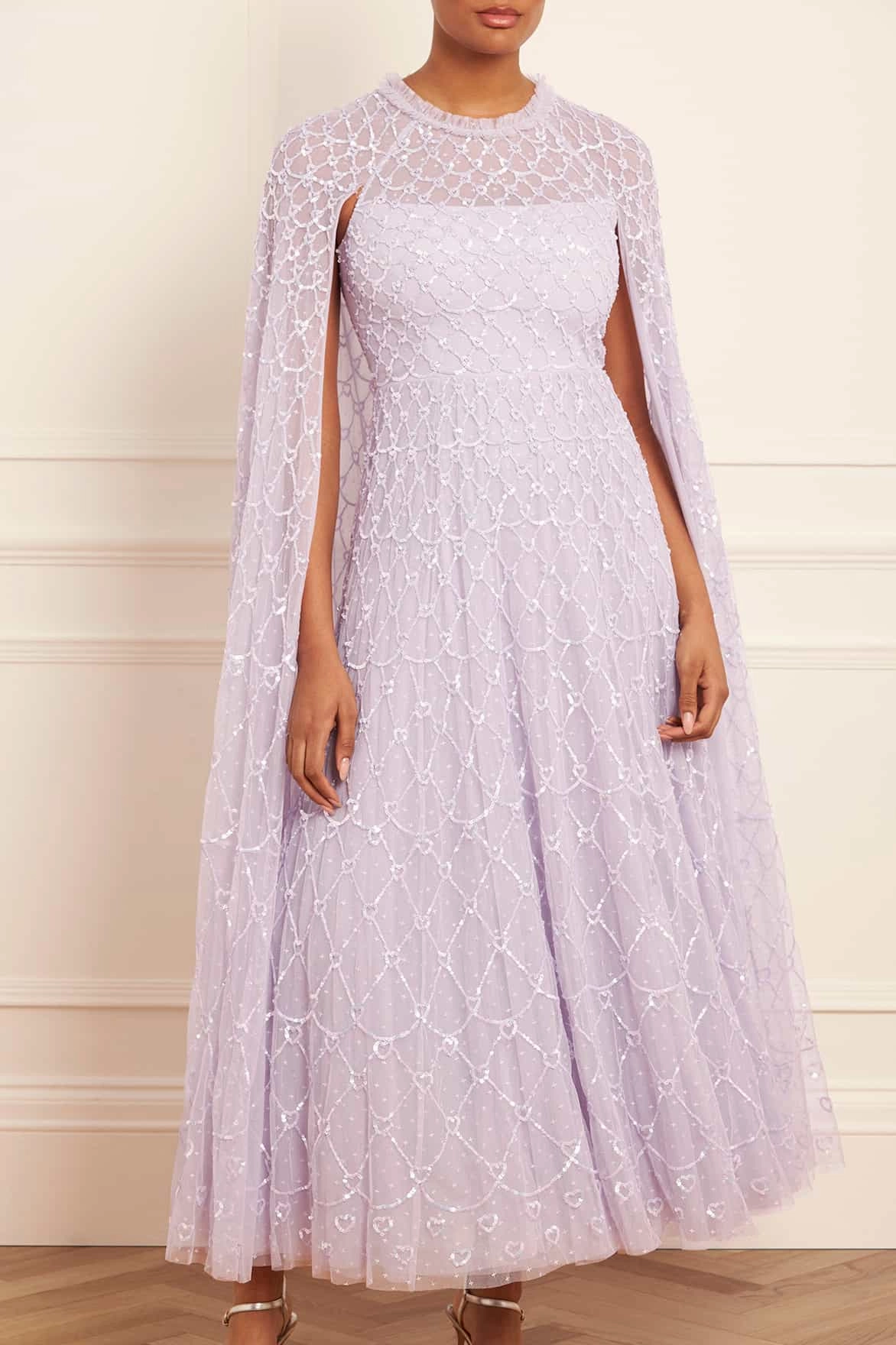 Slim Silhouette Heart Lattice Ankle Gown