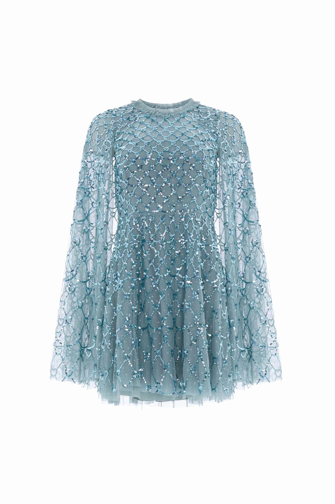 Soft Shine Earthy Hue Heart Lattice Micro Mini Dress