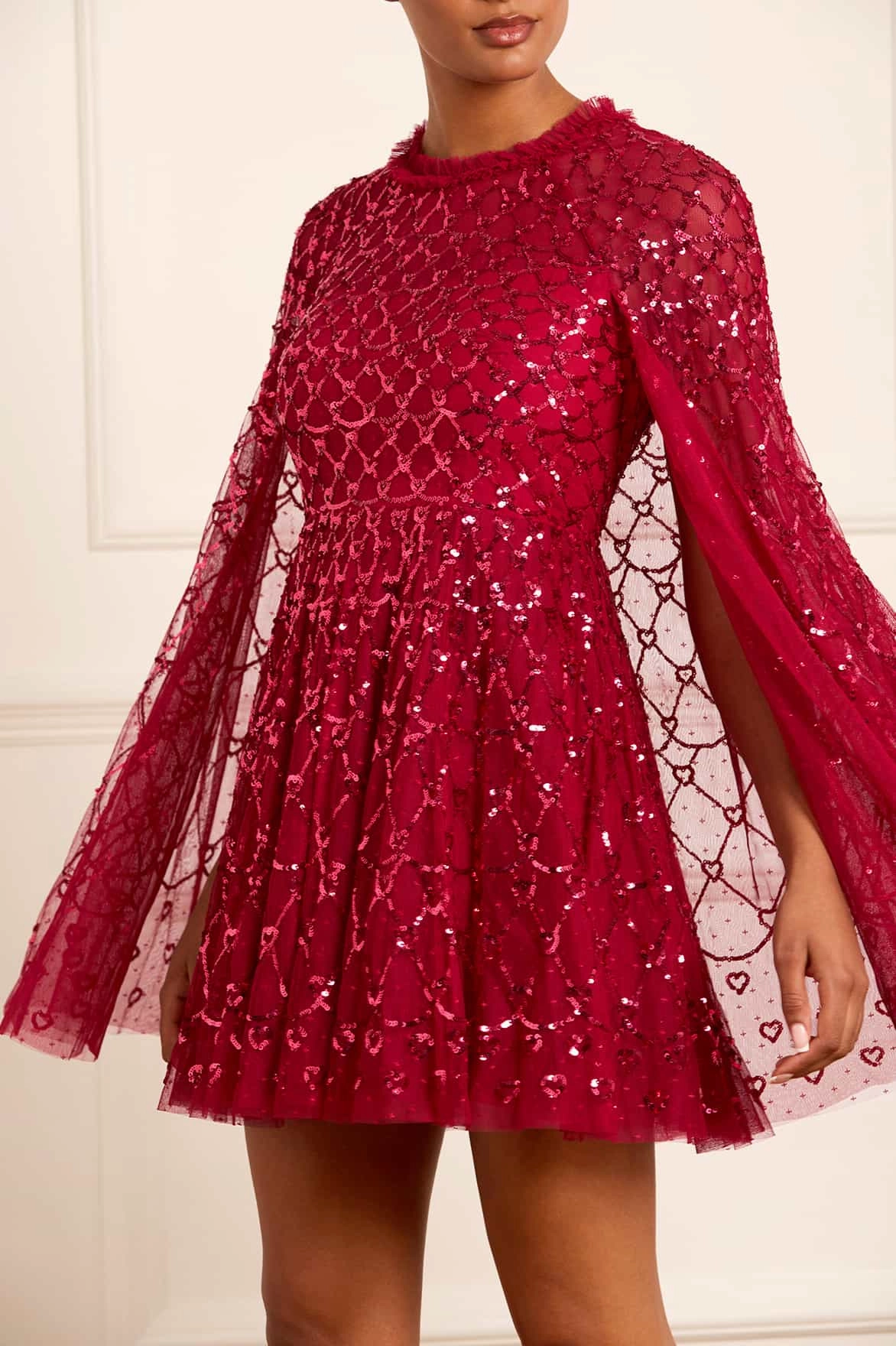 Heart Lattice Micro Mini Dress Work Mood