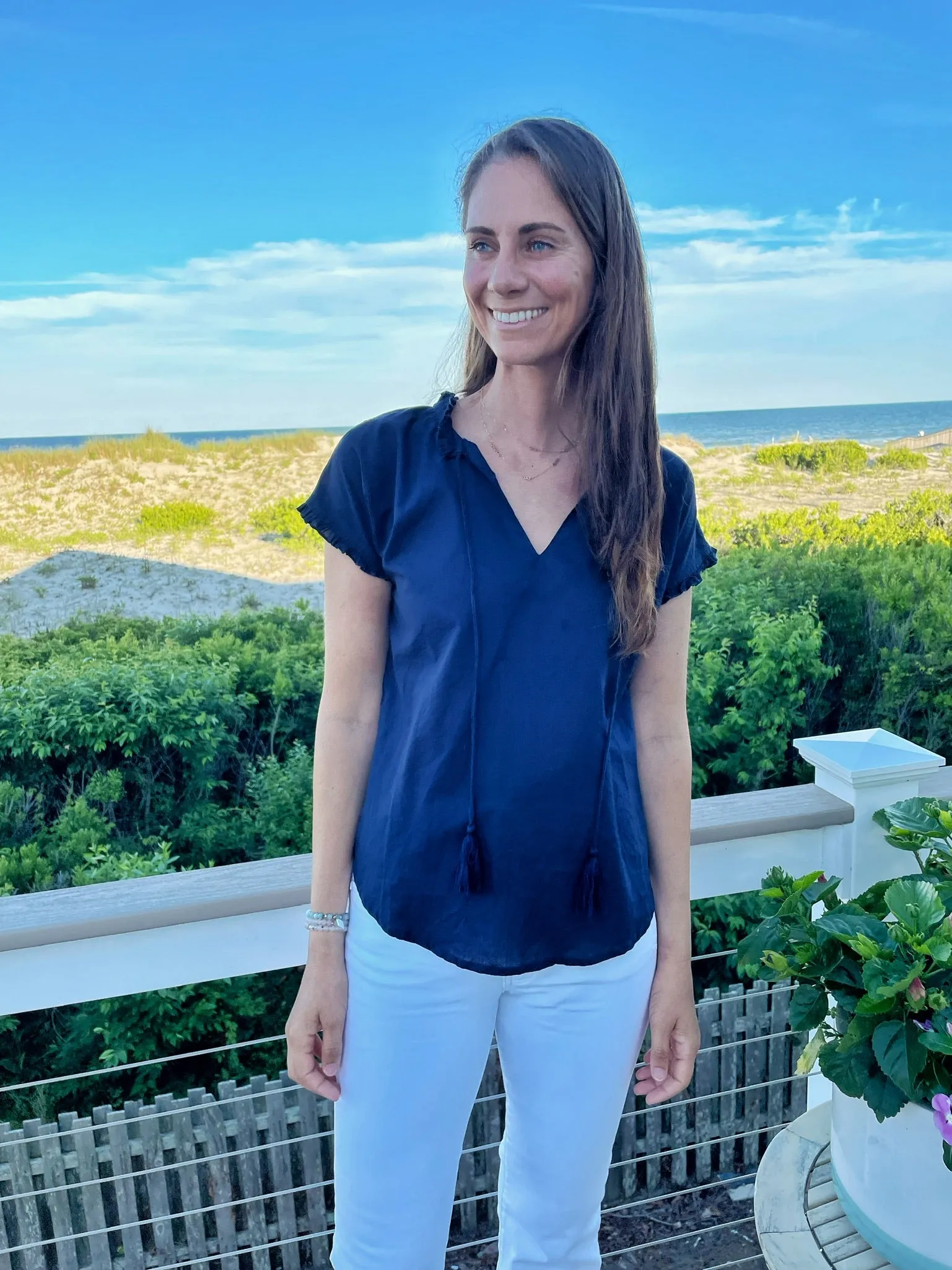 Elegant Cardigan LowMaintenanceMaterial Kensington Top Solid Navy