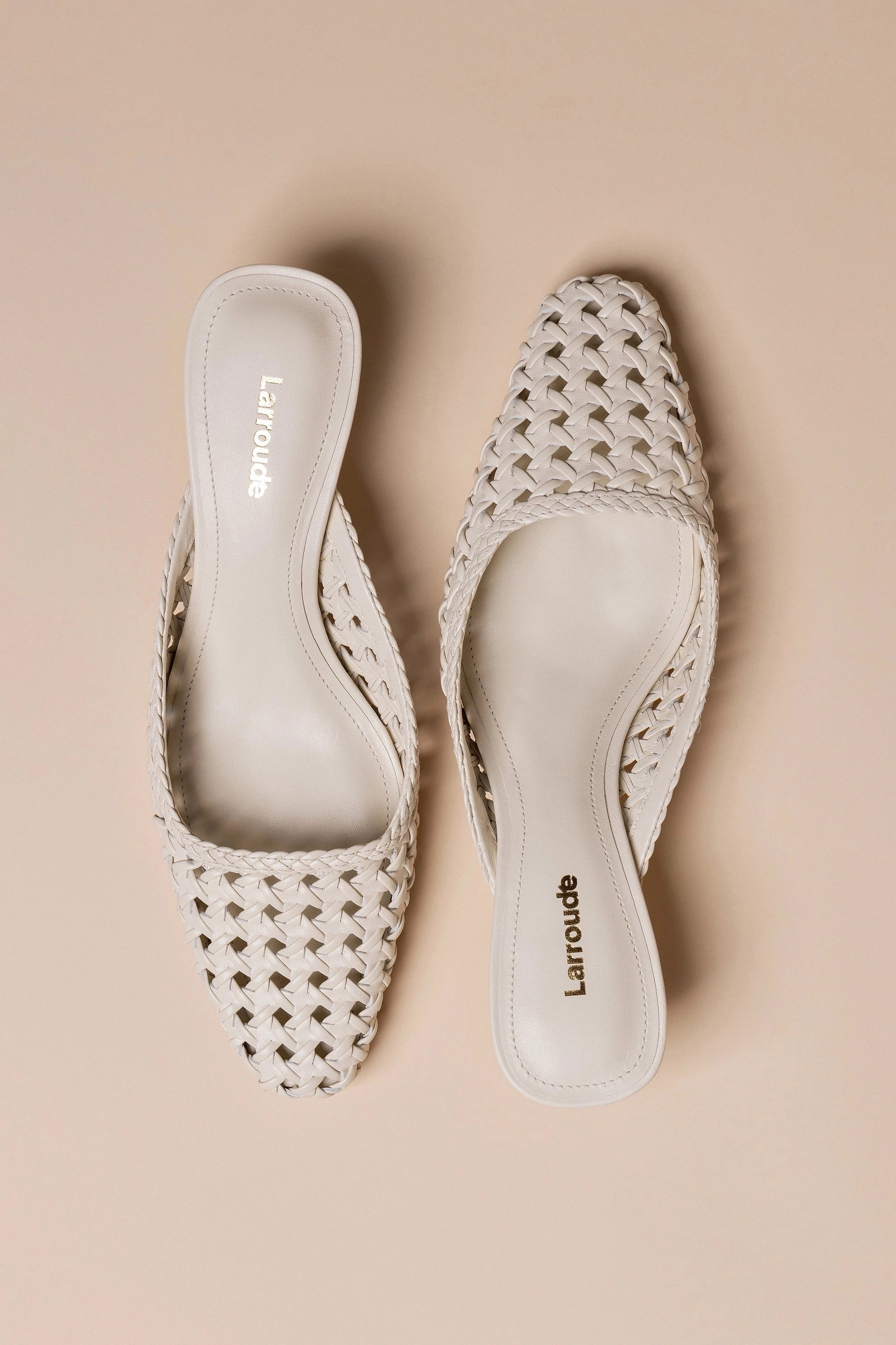 Amal Macrame Mule In Ivory Leather Comfort Fit Slim Form