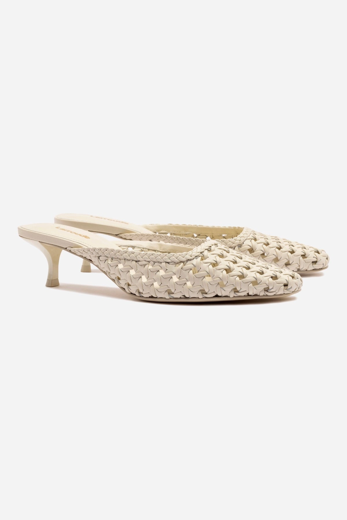 Amal Macrame Mule In Ivory Leather Color Play