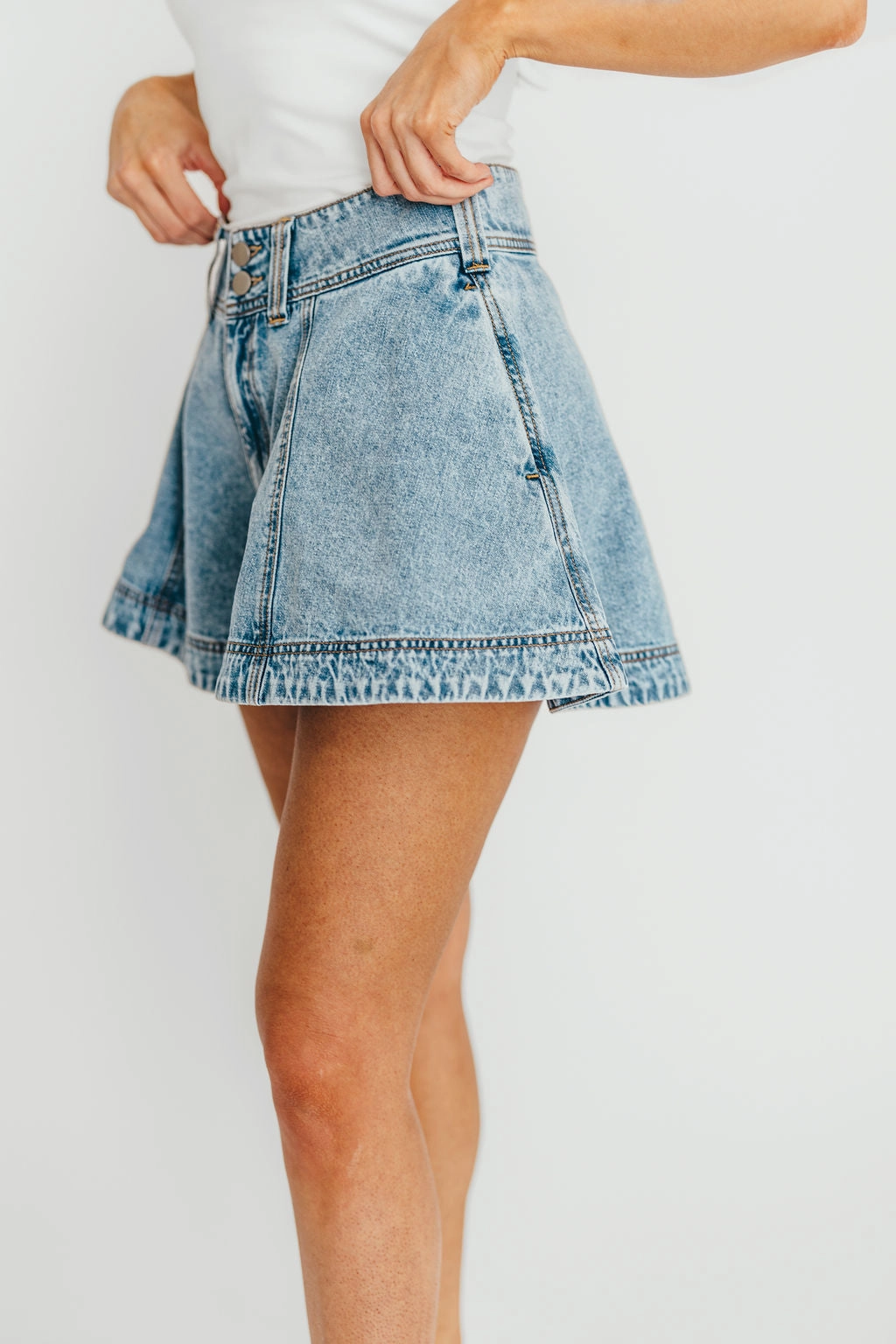 Helena Washed Denim Skort Calm Mood Elegant Flow