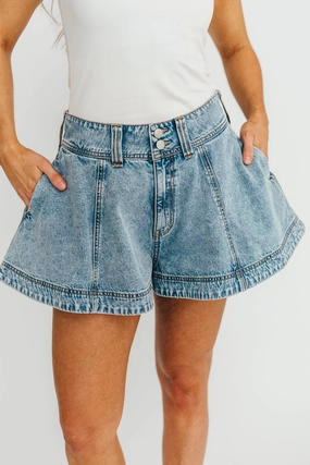 Art Gallery Visit Timeless Piece Helena Washed Denim Skort