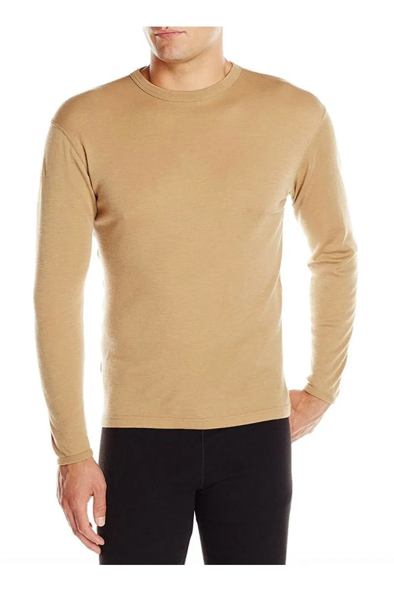 Chocorua Men's Midweight Wool Crew Top Desert Sand VersatileLayering