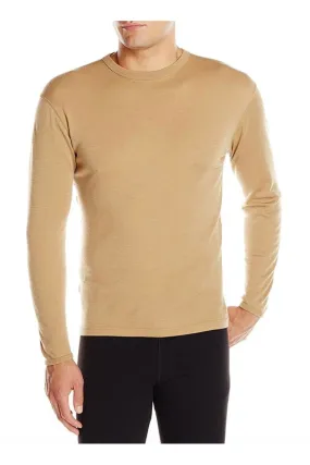 Garment Washed Non Restrictive Mobility Chocorua Men's Midweight Wool Crew Top Desert Sand