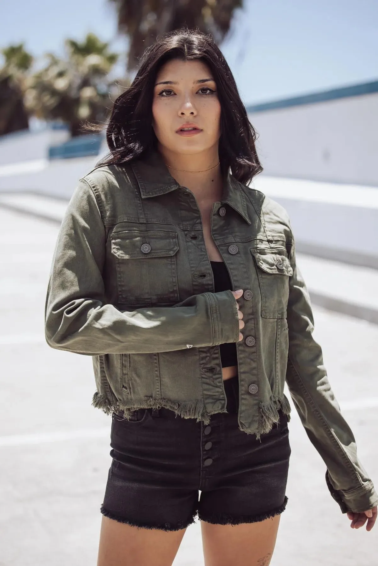 Seamless Design Hidden Uneven Hem Jacket