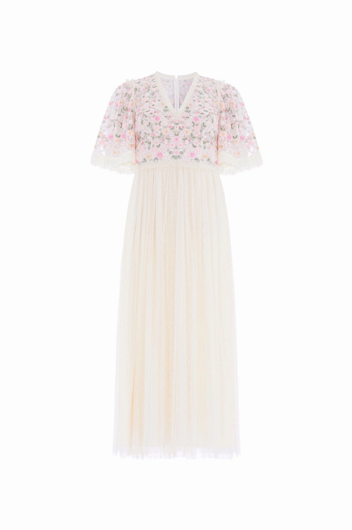 Travel-Essential Dreamy Flow Rosie Lace Bodice Short Sleeve V-Neck Ballerina Dress