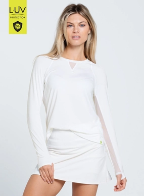 Double Faced Jersey Knit LatticeKnit High Low Breezy Long Sleeve