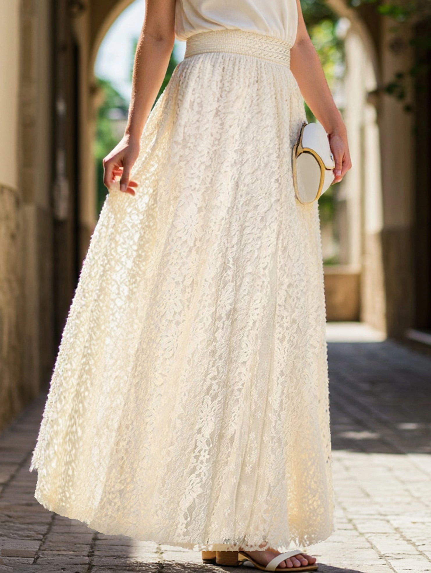 High-waisted hollow lace skirt Heat Friendly Quick Conversion Hem