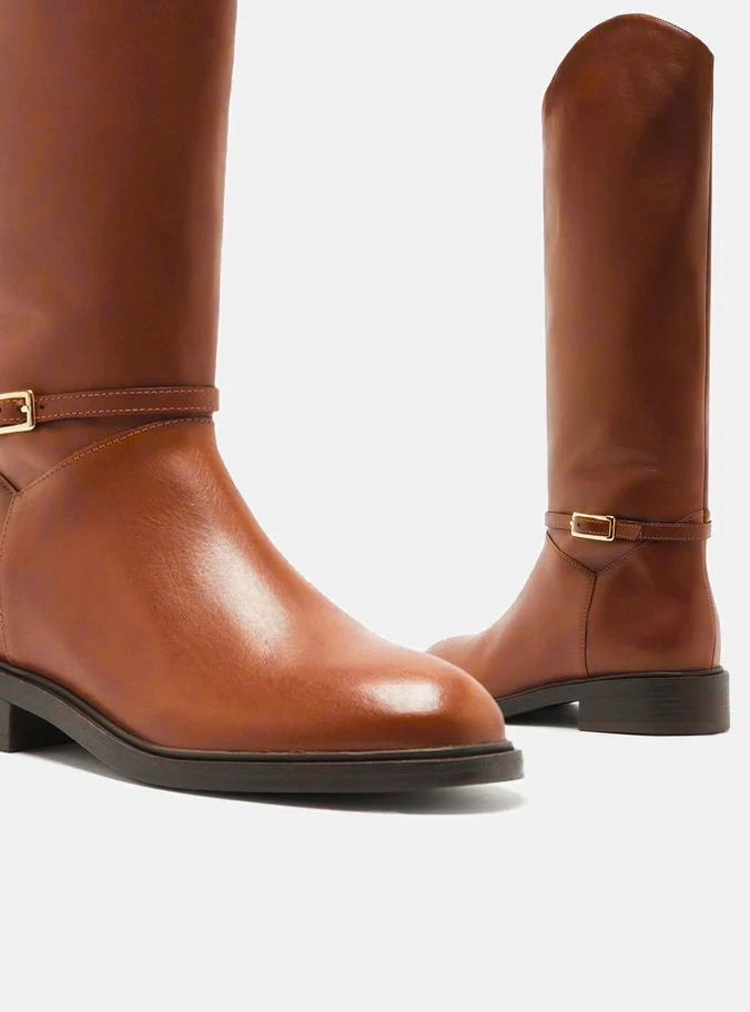 Mckenna Leather Wide  Block Boot Quiet Sole Durable Shell Urban Traveler