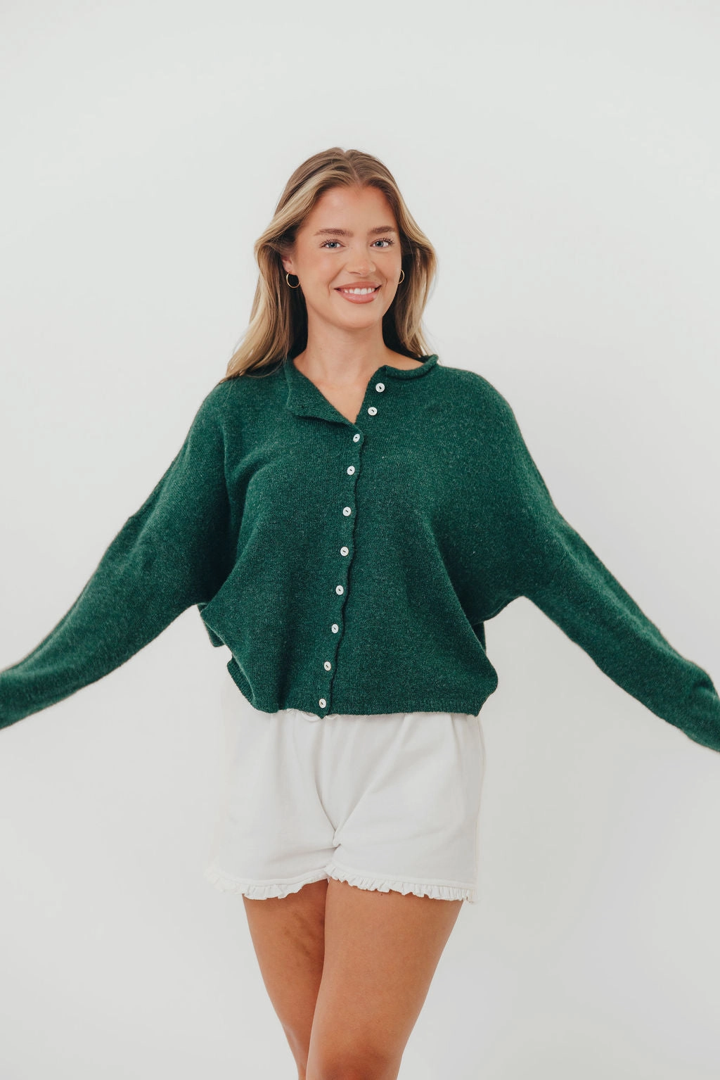 Warm Fabric QuickPackFoldableDesign Piper Cardigan in Forest Green