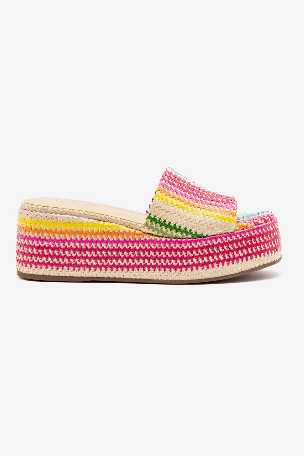 Alex Flatform Mule In Rainbow Raffia Arch support