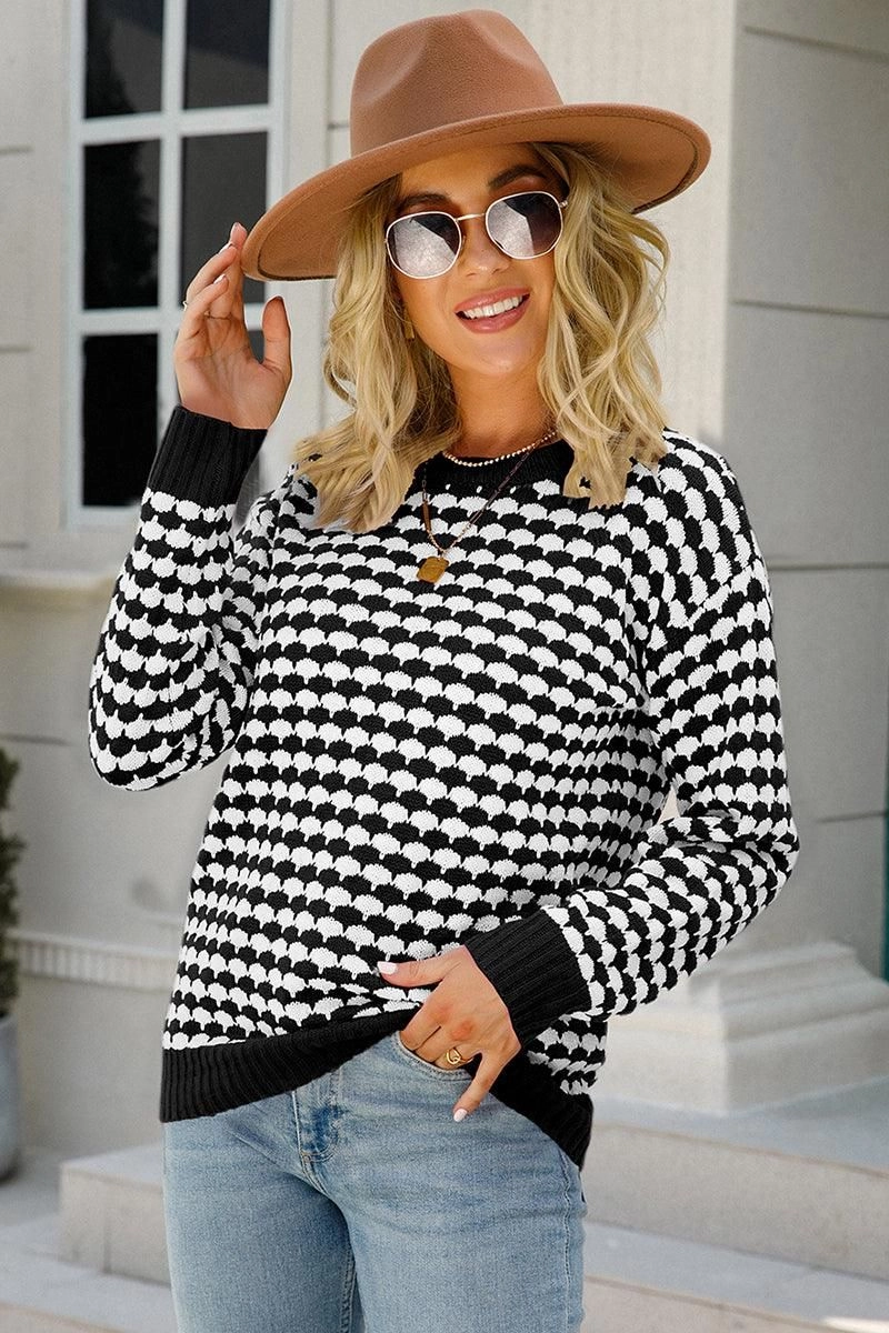 SecurePockets WOMENS PATTERNED ROUND NECK TOP